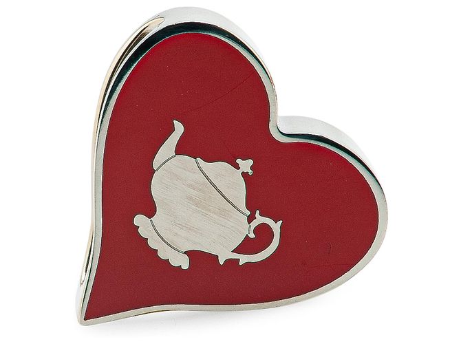Ring Anello Twilly a forma di cuore Tea Time in palladio rosso Hermès Argento