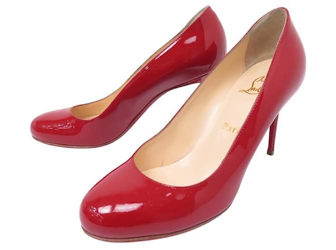 CHRISTIAN LOUBOUTIN DOLLY PUMP 85 3221279 36.5 PATENT LEATHER SHOES Red  ref.2075140
