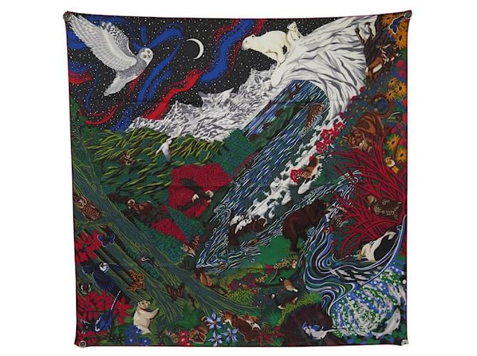 Hermès RARE NEUF FOULARD HERMES INTO THE CANADIAN WILD CARRE 90 SOIE SHIRLEY SILK SCARF Multicolore  ref.2075142