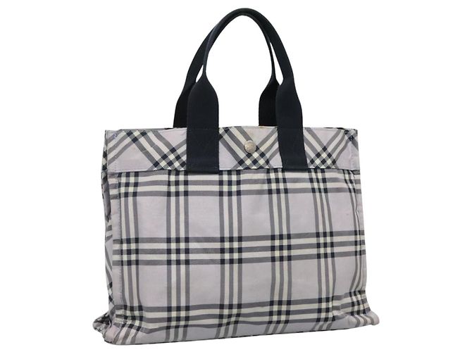 Burberry Nova Check Blue Label Handtasche aus Nylon lila silber authentisch hs1699