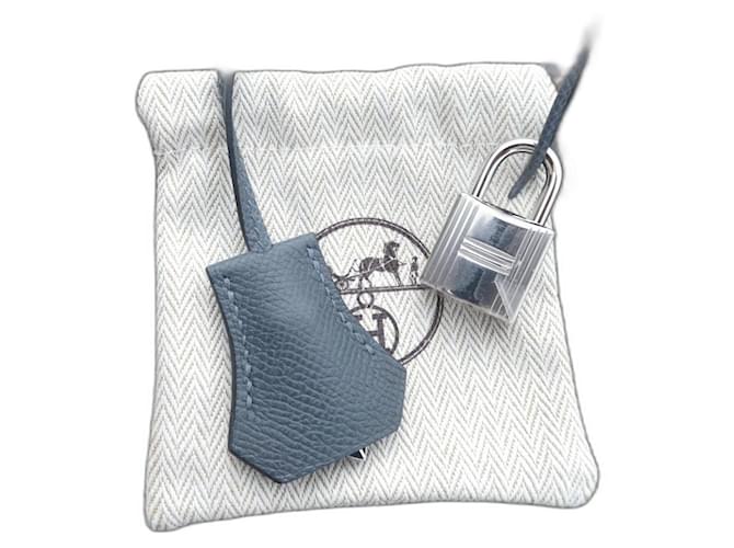 clochette et tirette hermès neuve kelly sellier étain 26cms  avec cadenas argenté palladié Gris 