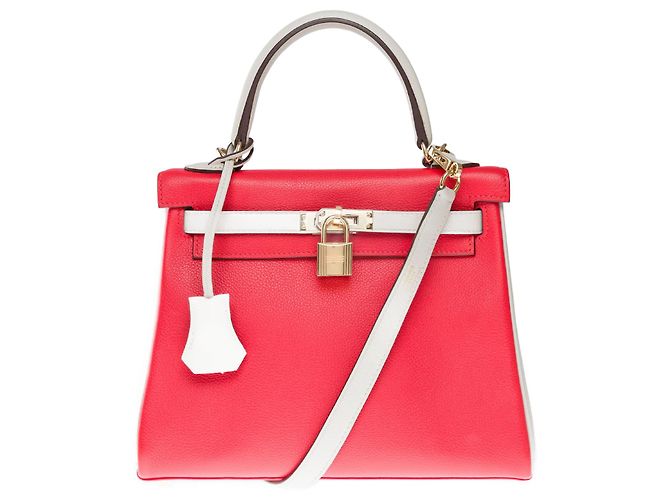 Hermès HERMES Kelly 25 Bag in Red Leather - 102545