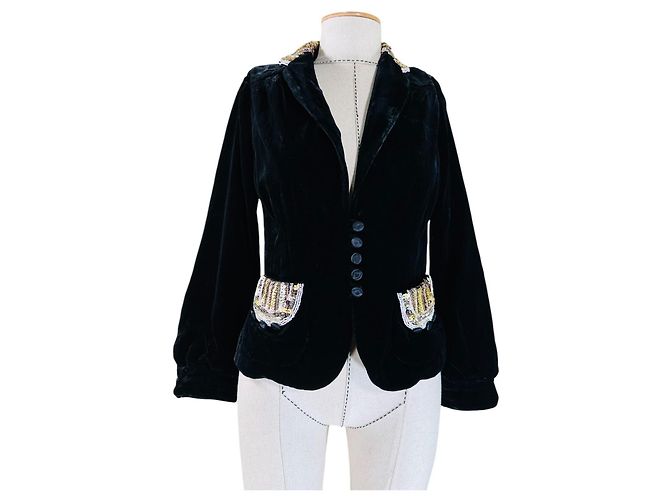 Marc Jacobs Blue Velvet Jacket with Sequin Detail
