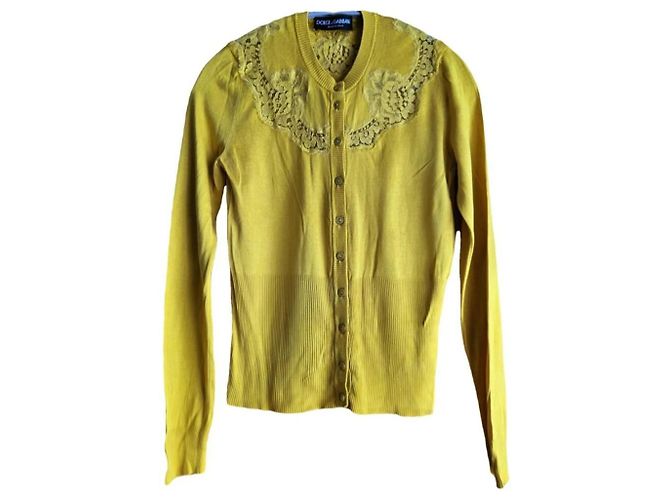 Top Dolce & Gabbana in seta e cashmere giallo