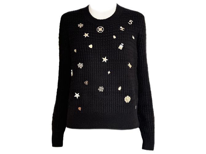 Chanel Nouveau Pull Chanceux Margot Robbie Taille 38 FR Noir
