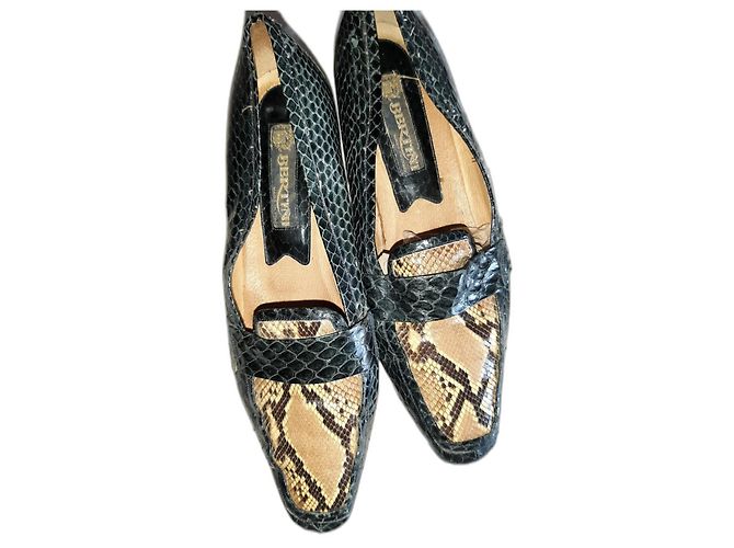 Autre Marque Bertini Python Loafers Blue Size 38