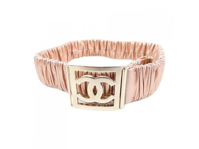 Cinto elástico rosa Chanel