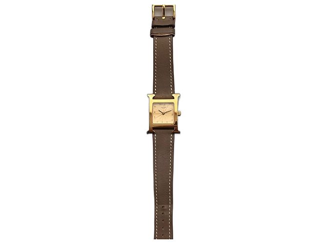 Orologio Hermès Heure H PM placcato oro D'oro