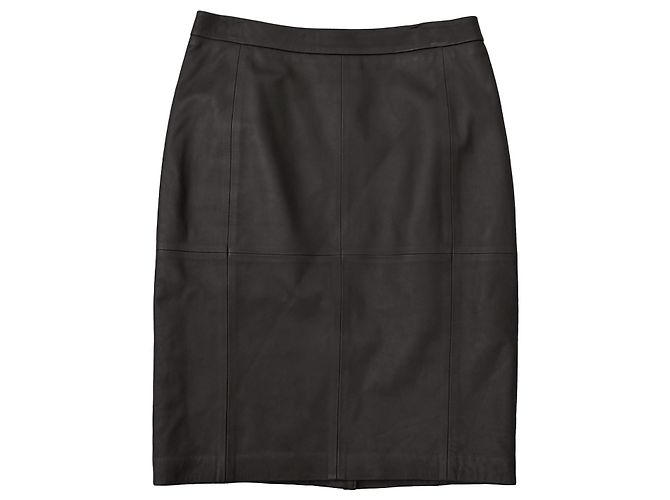Jaeger London Leder-Midirock in Schwarz Größe M