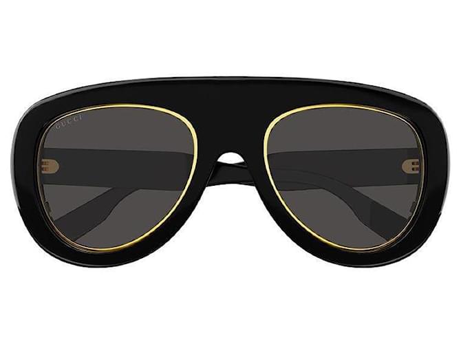 GUCCI - GG1152S - PRETO SÓLIDO BRILHANTE - ACETATO  ref.2080713