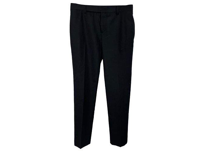 Saint Laurent Straight-Leg Trousers in Black Wool