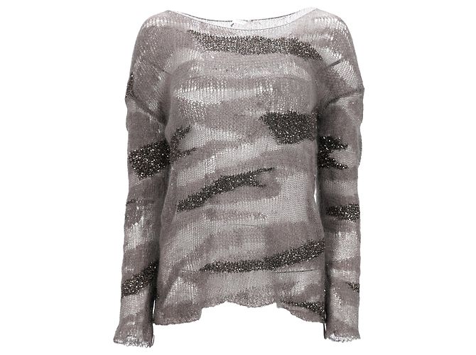 Suéter de lã cinza com padrão de camuflagem da Saint Laurent