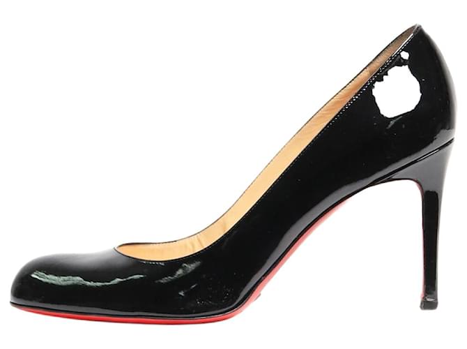 Christian Louboutin Black patent round-toe pumps - size EU 39.5 Leather  ref.2081258