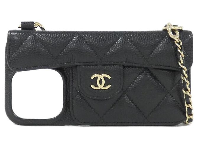 Chanel Timeless Classic Line iPhone 14 Pro Phone Case Black