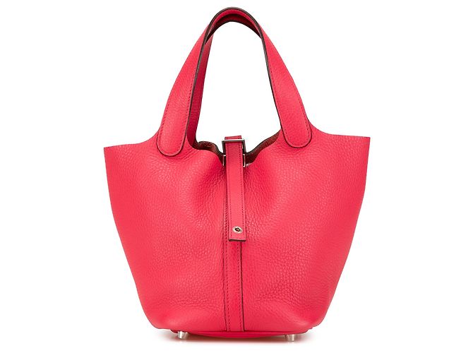 Hermès Picotin Lock 18 em couro Clémence rosa
