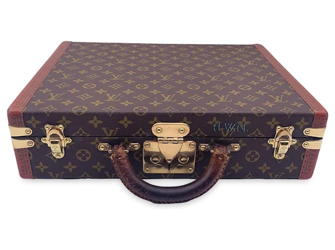 Louis Vuitton Vintage Monogram President Hard Case Briefcase Bag Brown Cloth  ref.2081667