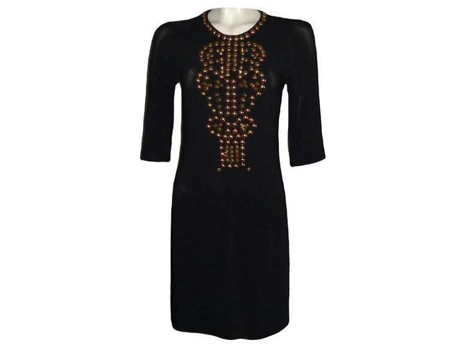 Givenchy Black Viscose Dress with Gold Studs