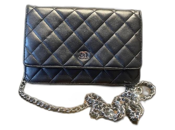 Wallet On Chain Chanel Woc Black Lambskin  ref.2082139