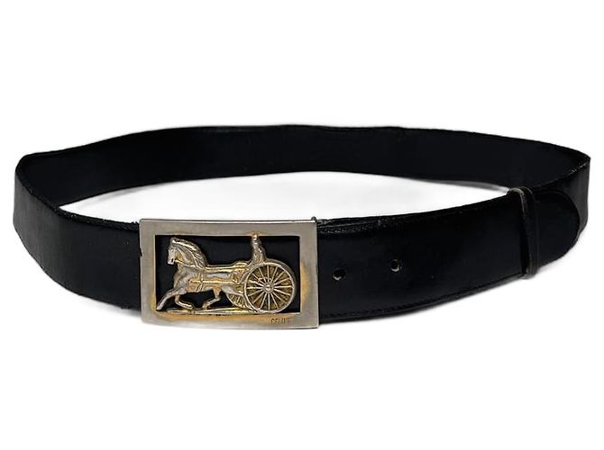 Céline Vintage Celine Paris Triomphe Leder Gürtel Schwarz