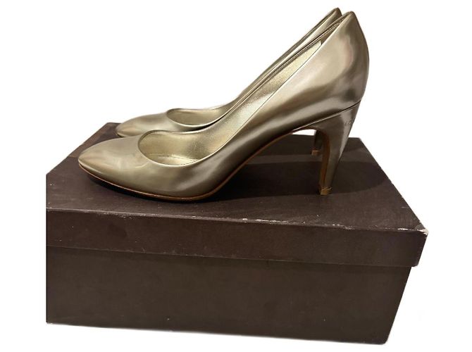 Louis Vuitton Leather Heels Silvery 37