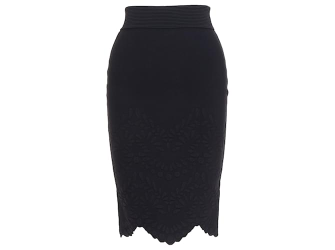 Alexander McQueen black knit pencil skirt Viscose Cellulose fibre  ref.2082253