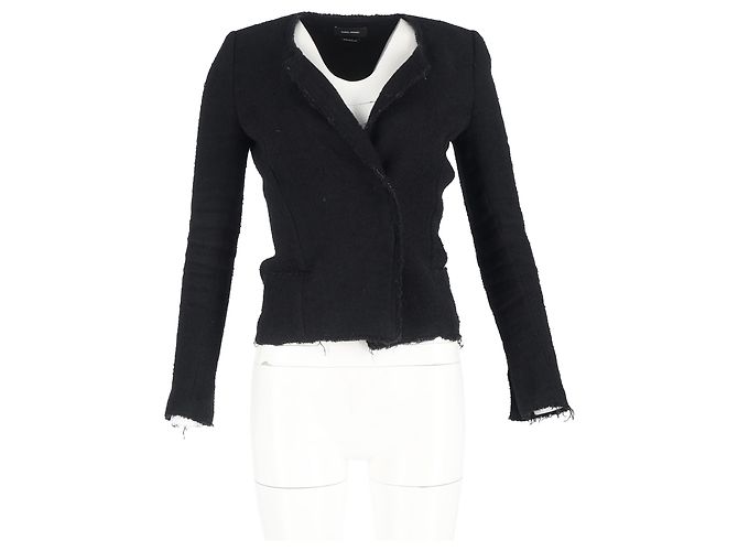 Blazer Laurie Herringbone da Isabel Marant em Tweed de Algodão Preto