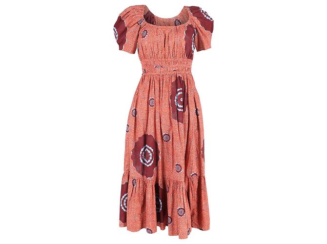 Abito midi a maniche a sbuffo stampato Ulla Johnson in cotone multicolore