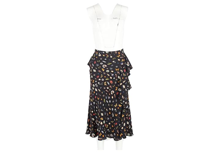 Alexander Mcqueen Printed Ruffle Midi Skirt in Multicolor Viscose Multiple colors Cellulose fibre  ref.2082333
