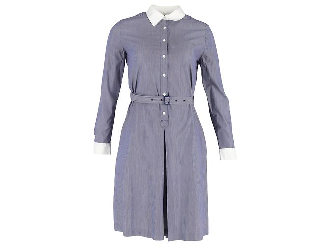 Abito camicia a righe con cintura Vanessa Seward in cotone blu