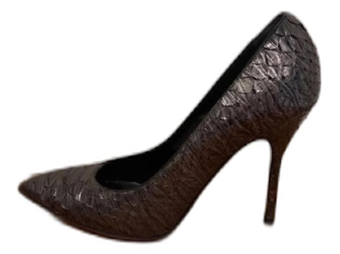 Décolleté Saint Laurent Python Argentate Argento 