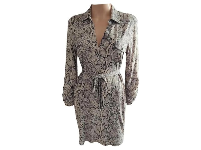 Gerard Darel Vestido Camisa de Seda y Algodón Beige Moka