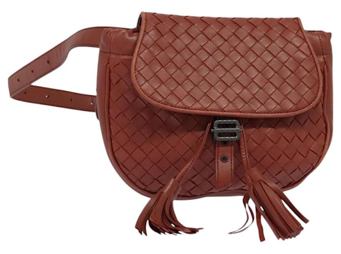 Autre Marque BOTTEGA VENETA INTRECCIATO Waist bag Leather Brown Auth BA118  ref.2082861