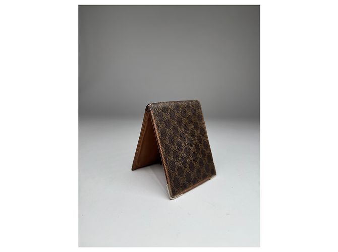 Céline Vintage Celine Paris Leather Monogram Card Holder Brown