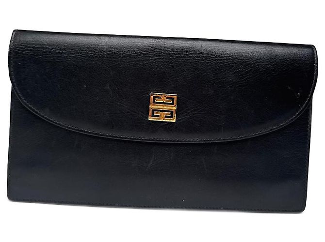 Clutch in pelle vintage Givenchy GV3 nera Nero