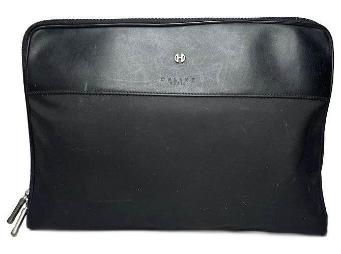 Triomphe Céline Vintage Celine Paris Leder Clutch Schwarz