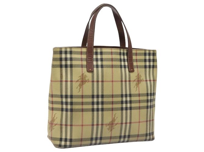 Borsa Tote Burberry Nova Check in pelle PVC beige Auth 113447