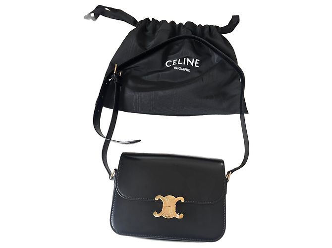 Classic Box Borsa Céline Triomphe in pelle nera Nero 