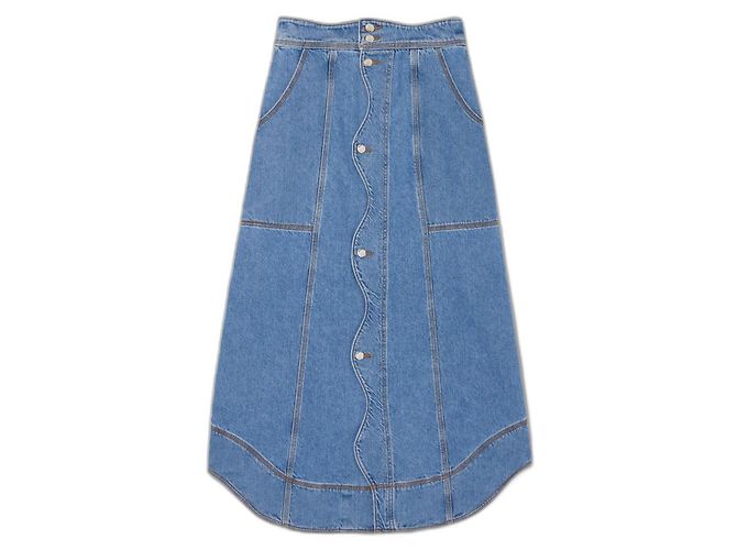 Falda midi de denim azul Farm Rio