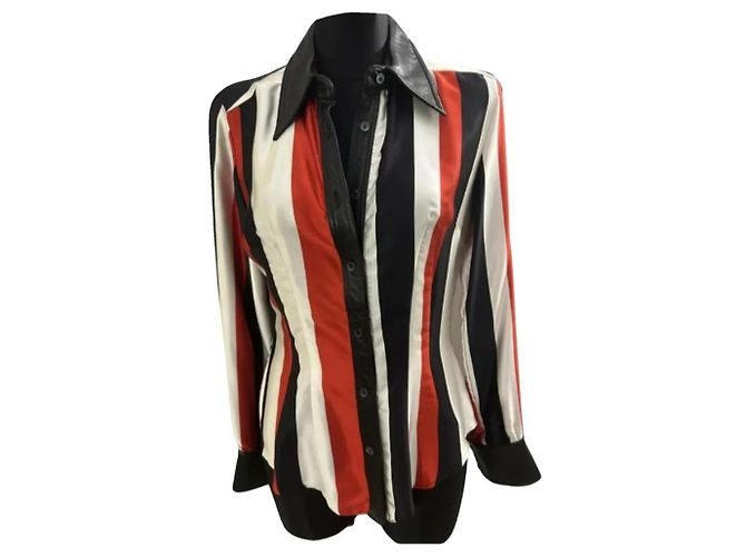 Camisa de seda Dolce & Gabbana com detalhes em couro Multicor