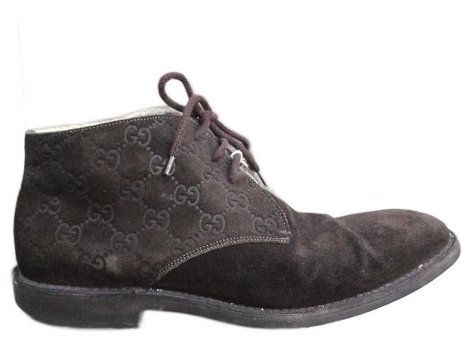 Gucci Shearling Stiefeletten Dunkelbraun