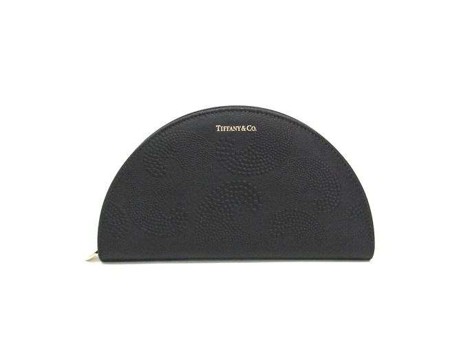 Tiffany & Co Cartera larga de cuero Tiffany Half Moon Negro