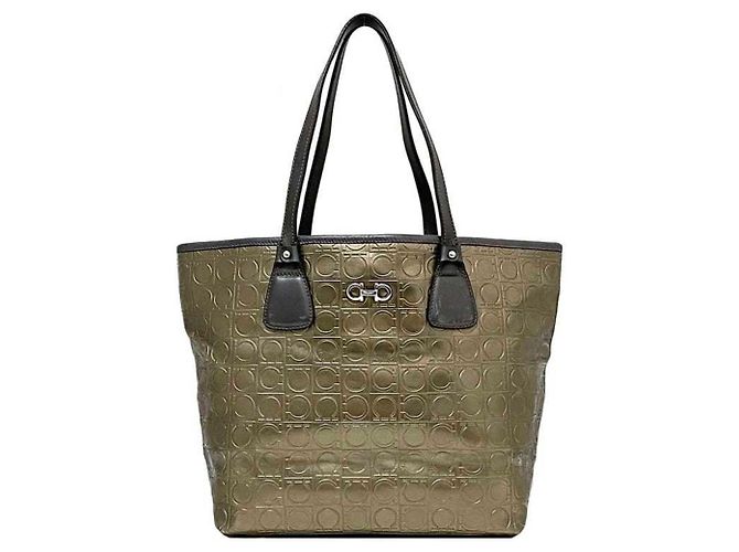 Bolsa tote dourada e cinza Salvatore Ferragamo Marrom Dourado