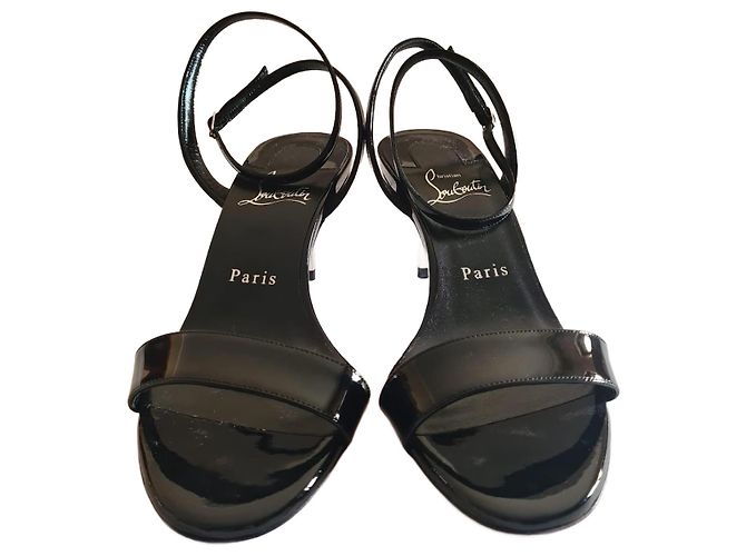 Sandali Christian Louboutin Epic in vernice nera Nero