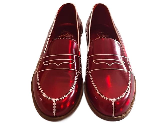 Mocassini Christian Louboutin in vernice rossa Rosso