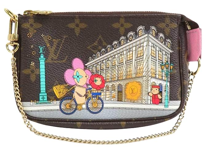 Mini Pochette Acessórios Louis Vuitton Marrom Lona  ref.2084368