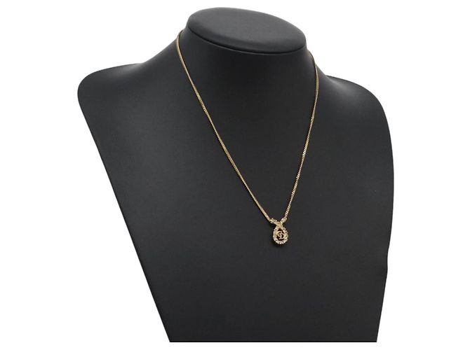 Collar Christian Dior metal dorado Auth am7828