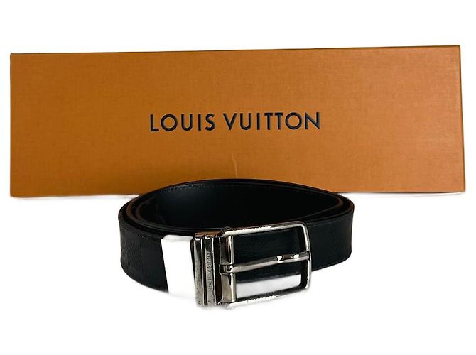 vintage Louis Vuitton Damier Monogram Leder Gürtel schwarz