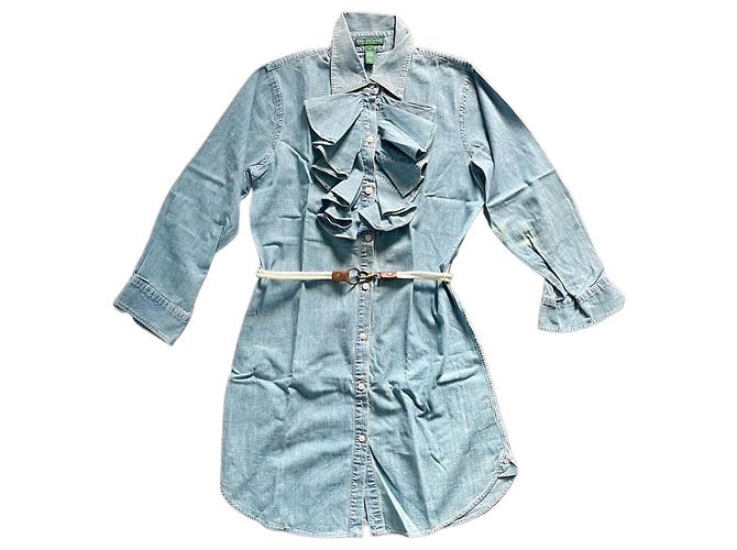 Ralph Lauren Hemdkleid aus Baumwoll-Chambray Hellblau