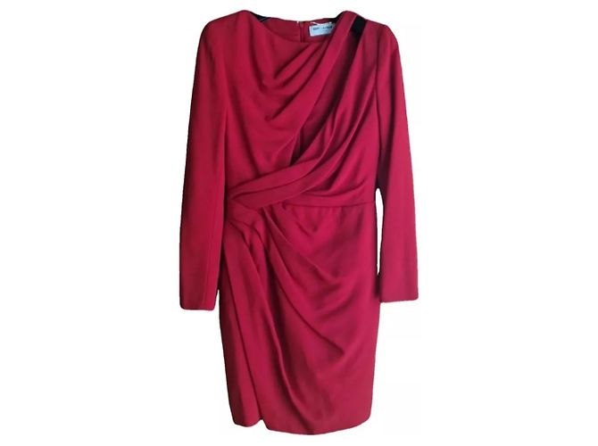Saint Laurent Cut out Kleid dunkelrot Viskose Bordeaux
