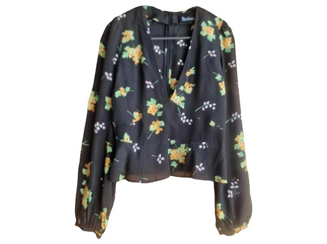 Autre Marque Top de seda Realisation Par com decote em V Multicor